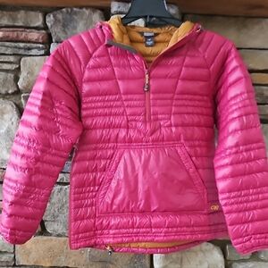 Outdoor Research Fuchsia and Mustard Puffer Jacket